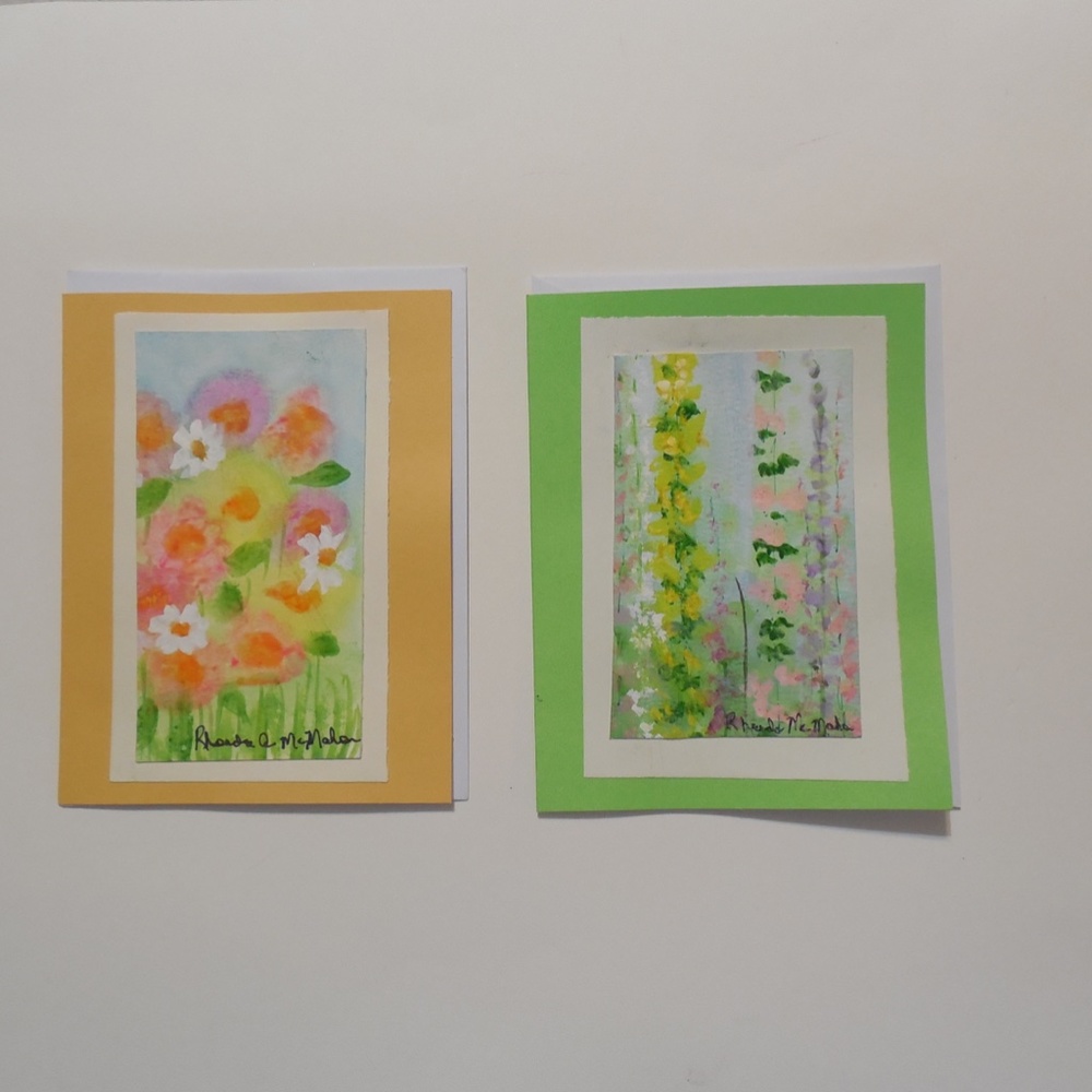 Hand Crafted Original Snapdragon & Field of Flowers Watercolor Card